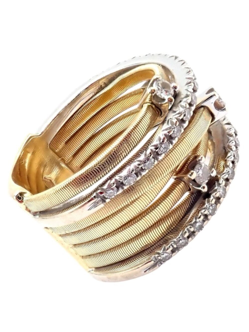 Authentic! Marco Bicego 18k Yellow White Gold Diamond 7 Row Goa Ring sz 6.5 - Picture 7 of 14